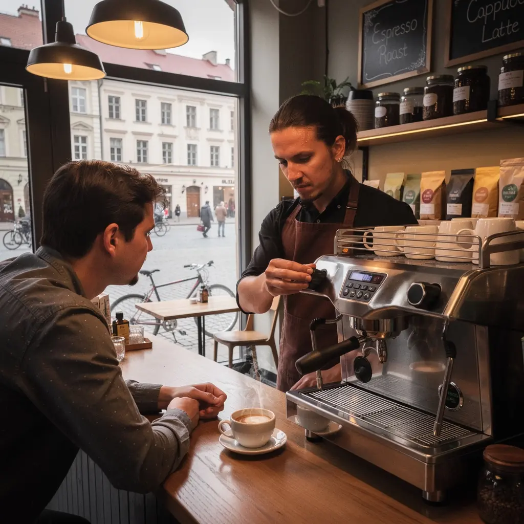 Barista rīki un aprīkojums profesionālai kafijas pagatavošanai.